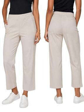 Nicole Miller New York Women's Pull-On Ankle Pants, Size Xl. Soft Cream/Beige St